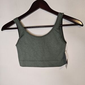 CAPEZIO Safari Green Seamless Ribbed Bra Top Medium/Large Dance Activewear NWT